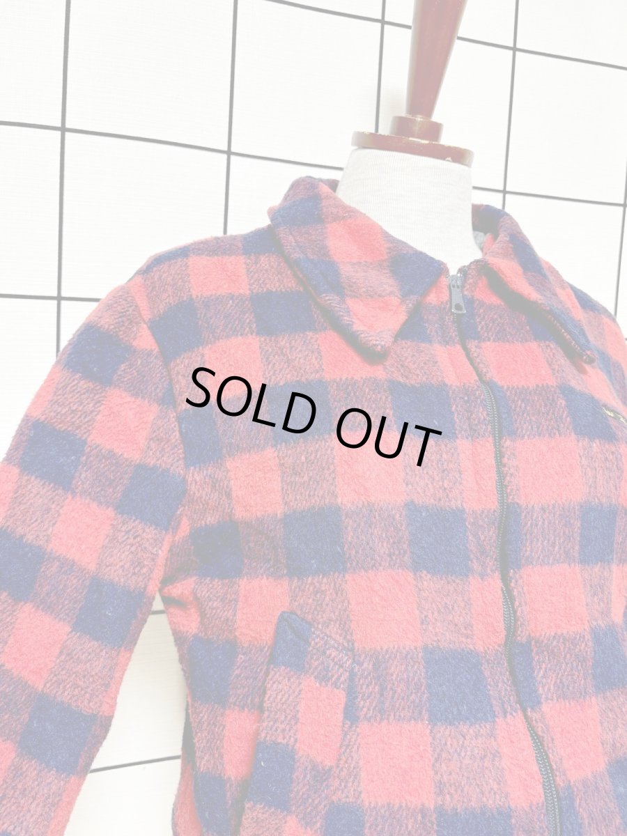 画像6: チェック柄 ジップアップ レトロ ヨーロッパ古着 ジャンパー ヴィンテージブルゾンジャケット (6)