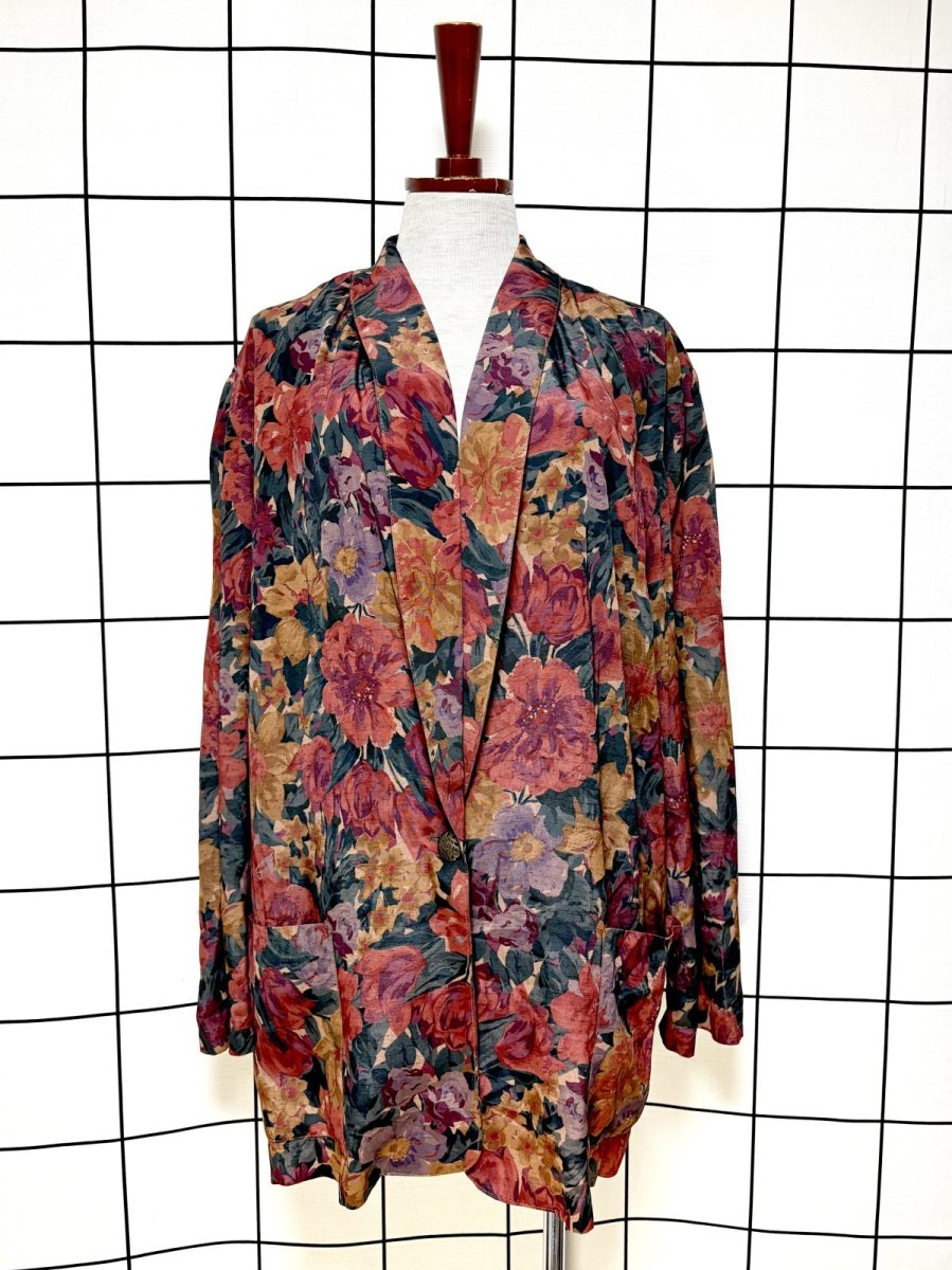 画像1: 花柄 レトロ USA古着 薄手 ヴィンテージジャケット (1)