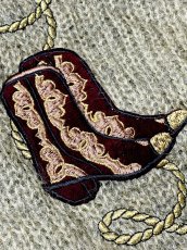 画像12: イタリア製 Italy ハットやブーツ模様編み モヘア レトロ ヨーロッパ古着 ヴィンテージニットカーディガン (12)