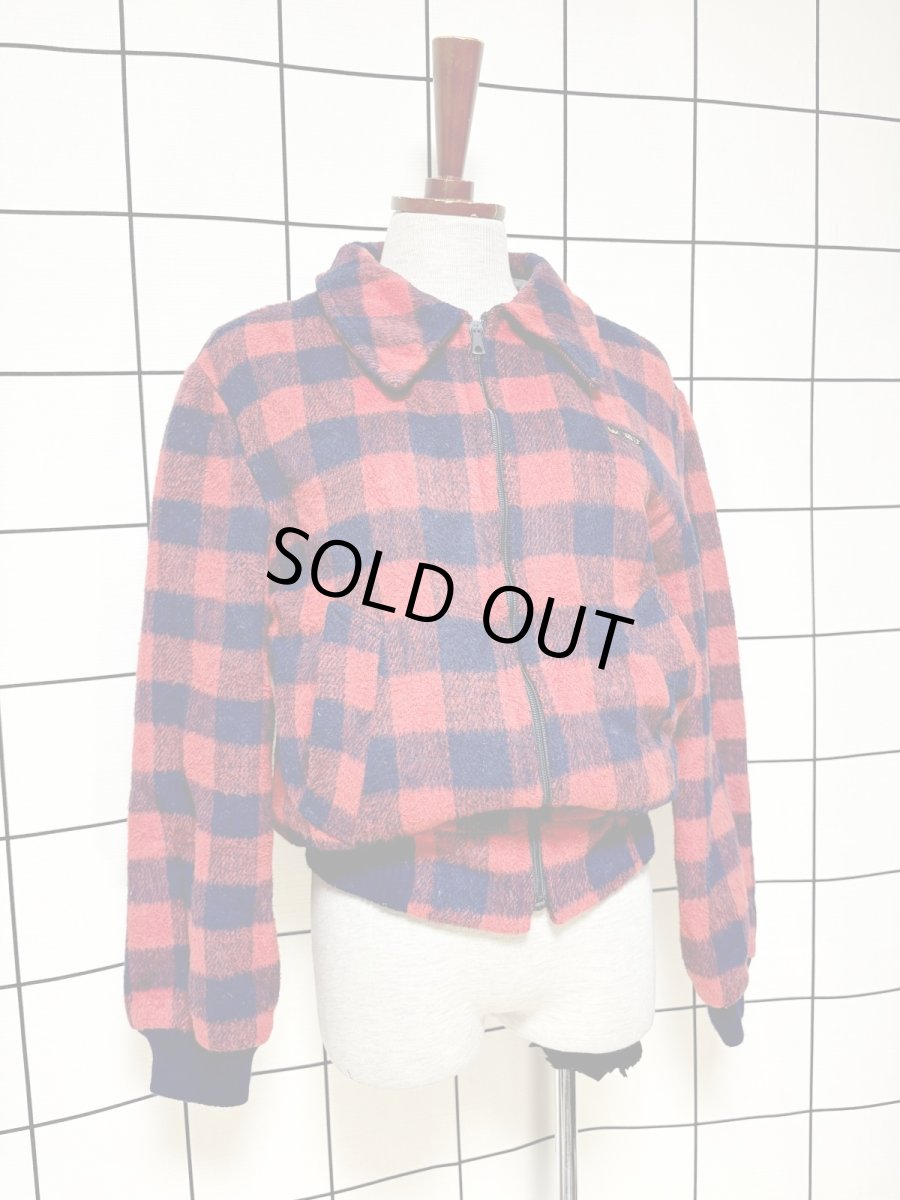 画像3: チェック柄 ジップアップ レトロ ヨーロッパ古着 ジャンパー ヴィンテージブルゾンジャケット (3)