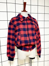 画像3: チェック柄 ジップアップ レトロ ヨーロッパ古着 ジャンパー ヴィンテージブルゾンジャケット (3)