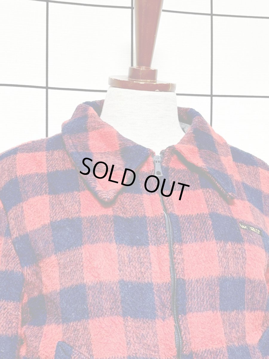 画像5: チェック柄 ジップアップ レトロ ヨーロッパ古着 ジャンパー ヴィンテージブルゾンジャケット (5)