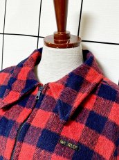 画像4: チェック柄 ジップアップ レトロ ヨーロッパ古着 ジャンパー ヴィンテージブルゾンジャケット (4)