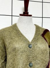 画像5: イタリア製 Italy ハットやブーツ模様編み モヘア レトロ ヨーロッパ古着 ヴィンテージニットカーディガン (5)