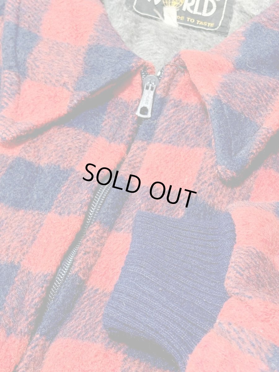 画像9: チェック柄 ジップアップ レトロ ヨーロッパ古着 ジャンパー ヴィンテージブルゾンジャケット (9)