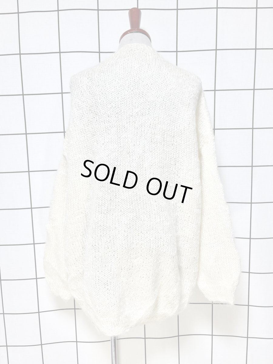 画像2: オフホワイト 無地 大きめサイズ オーバーサイズ モヘア レトロ USA古着 ヴィンテージニットカーディガン (2)