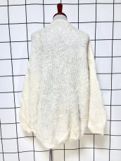 画像2: オフホワイト 無地 大きめサイズ オーバーサイズ モヘア レトロ USA古着 ヴィンテージニットカーディガン (2)
