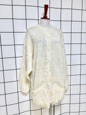 画像3: オフホワイト 無地 大きめサイズ オーバーサイズ モヘア レトロ USA古着 ヴィンテージニットカーディガン (3)
