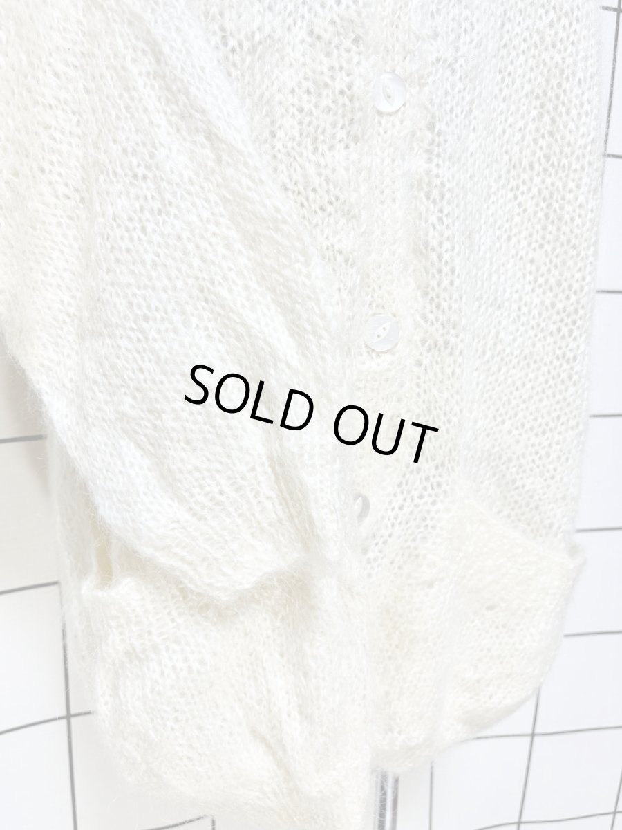 画像7: オフホワイト 無地 大きめサイズ オーバーサイズ モヘア レトロ USA古着 ヴィンテージニットカーディガン (7)