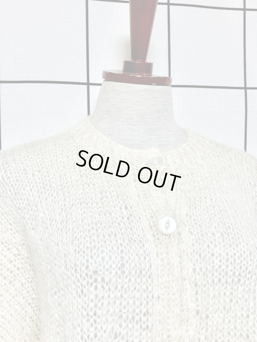 画像5: オフホワイト 無地 大きめサイズ オーバーサイズ モヘア レトロ USA古着 ヴィンテージニットカーディガン (5)