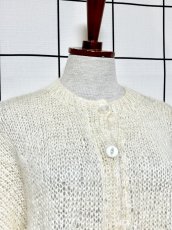 画像5: オフホワイト 無地 大きめサイズ オーバーサイズ モヘア レトロ USA古着 ヴィンテージニットカーディガン (5)