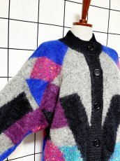 画像6: マルチカラー編み モヘア 裏地付 レトロ ヨーロッパ古着 ヴィンテージニットカーディガン (6)