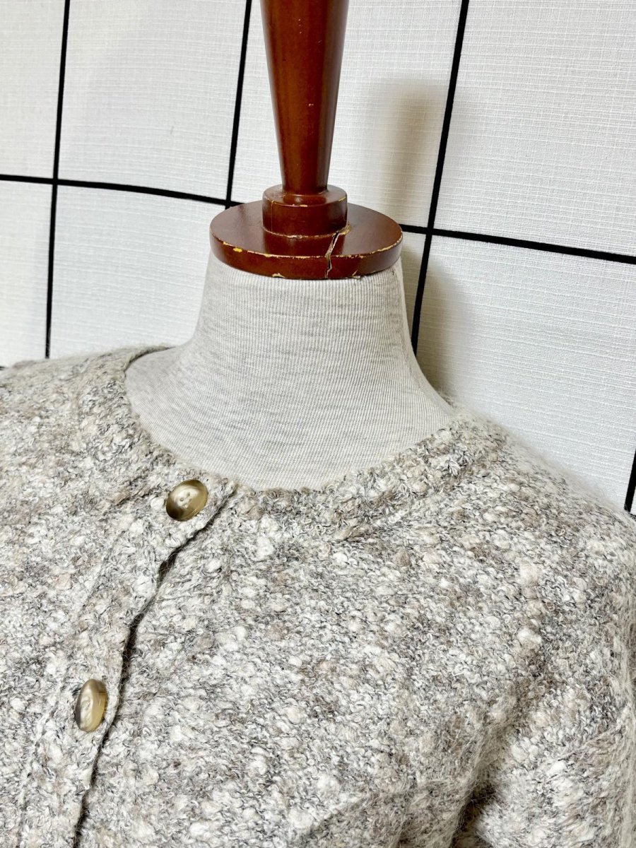 画像4: 優しい配色 モヘア レトロ USA古着 ヴィンテージニットカーディガン (4)