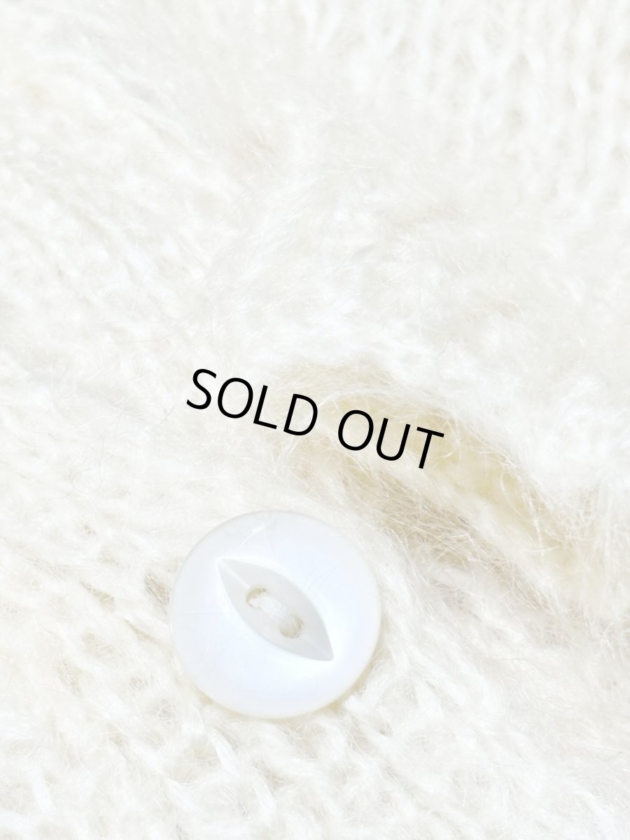 画像9: オフホワイト 無地 大きめサイズ オーバーサイズ モヘア レトロ USA古着 ヴィンテージニットカーディガン (9)