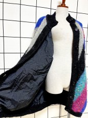 画像8: マルチカラー編み モヘア 裏地付 レトロ ヨーロッパ古着 ヴィンテージニットカーディガン (8)