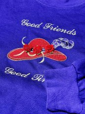 画像9: ハット刺繍 薔薇装飾 パープル レトロ Mexico 古着 ヴィンテージスウェット (9)