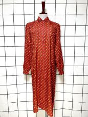 画像1: 小さなペイズリーモチーフ 前開き レトロ USA古着 ヴィンテージワンピース (1)