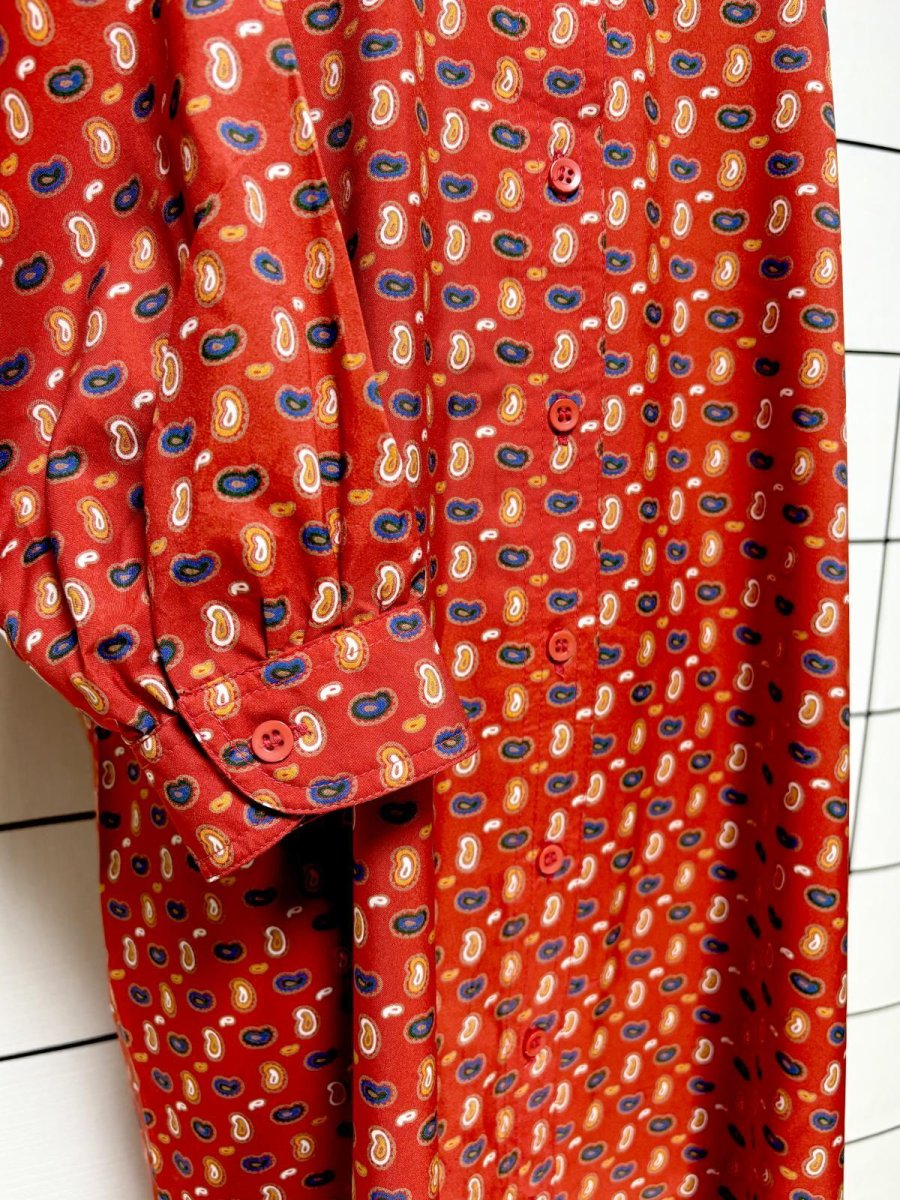 画像7: 小さなペイズリーモチーフ 前開き レトロ USA古着 ヴィンテージワンピース (7)