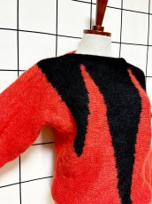 画像6: バイカラー ジグザグ模様 レッド ブラック レッド USA古着 プルオーバー ヴィンテージニットセーター (6)