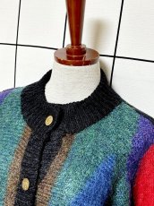 画像4: マルチカラー レトロ ヨーロッパ古着 ヴィンテージニットカーディガン (4)
