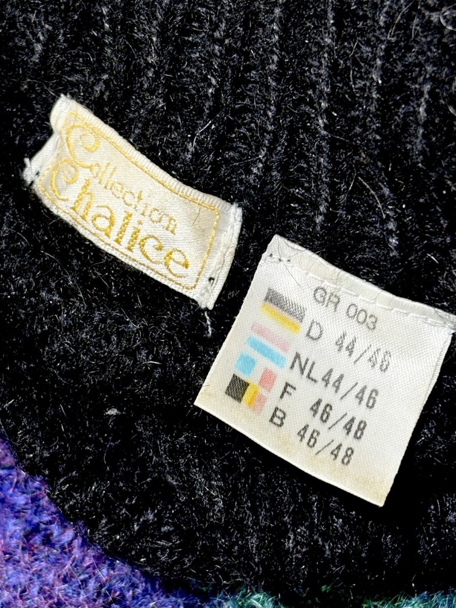 画像12: マルチカラー レトロ ヨーロッパ古着 ヴィンテージニットカーディガン (12)