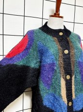 画像6: マルチカラー レトロ ヨーロッパ古着 ヴィンテージニットカーディガン (6)