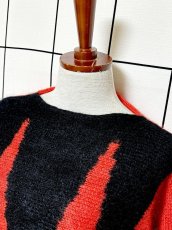 画像4: バイカラー ジグザグ模様 レッド ブラック レッド USA古着 プルオーバー ヴィンテージニットセーター (4)