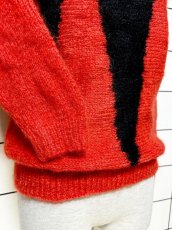 画像7: バイカラー ジグザグ模様 レッド ブラック レッド USA古着 プルオーバー ヴィンテージニットセーター (7)