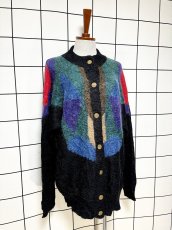 画像3: マルチカラー レトロ ヨーロッパ古着 ヴィンテージニットカーディガン (3)