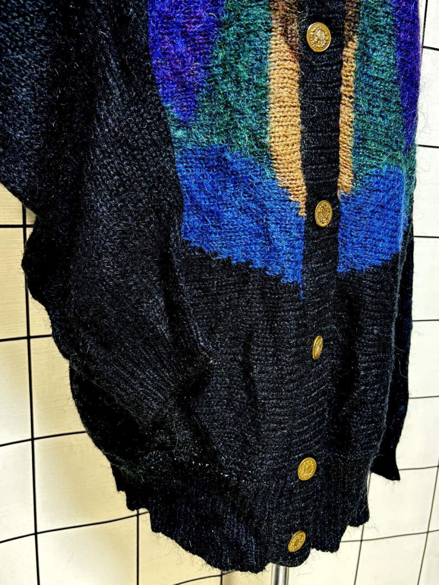 画像7: マルチカラー レトロ ヨーロッパ古着 ヴィンテージニットカーディガン (7)