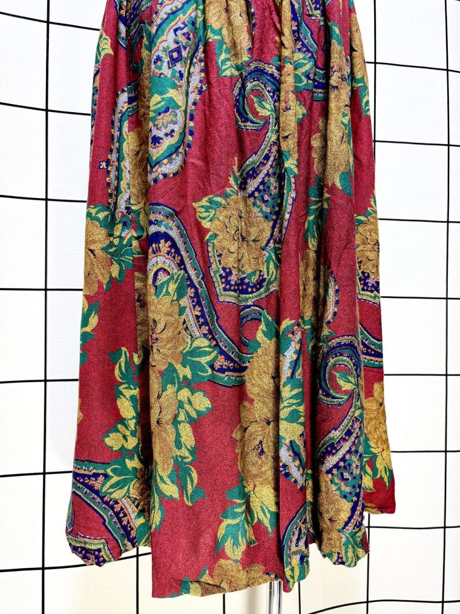 画像3: ペイズリー 花柄 ウエストゴム レトロ USA古着 ヴィンテージスカート (3)