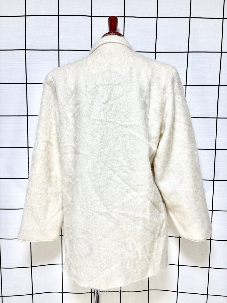 画像2: オフホワイト 無地 モヘア レトロ USA古着 ヴィンテージジャケット (2)