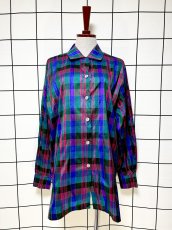 画像1: タルボット Talbot チェック柄  レトロ  USA古着 シャツ  ヴィンテージブラウス (1)