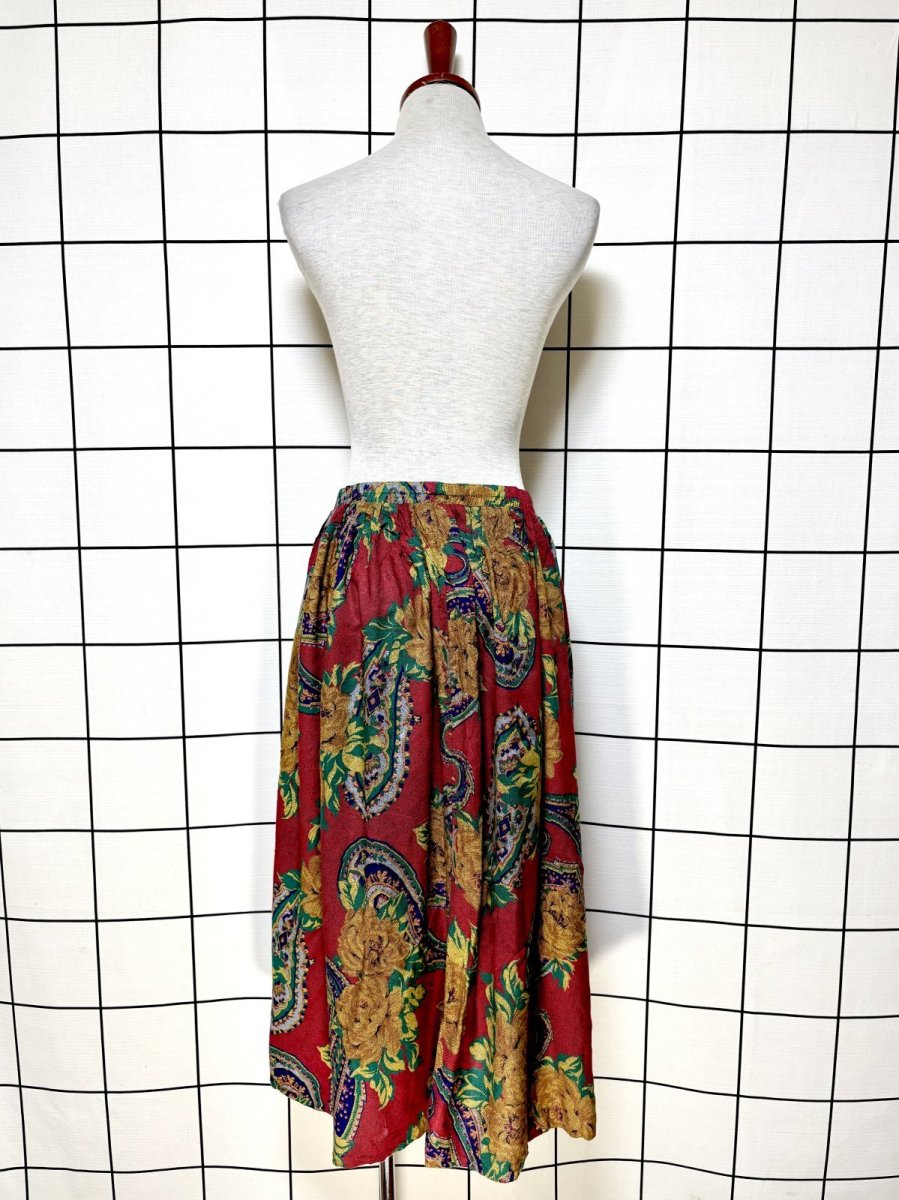 画像6: ペイズリー 花柄 ウエストゴム レトロ USA古着 ヴィンテージスカート (6)