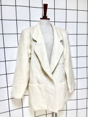 画像3: オフホワイト 無地 モヘア レトロ USA古着 ヴィンテージジャケット (3)