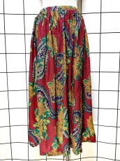 画像1: ペイズリー 花柄 ウエストゴム レトロ USA古着 ヴィンテージスカート (1)