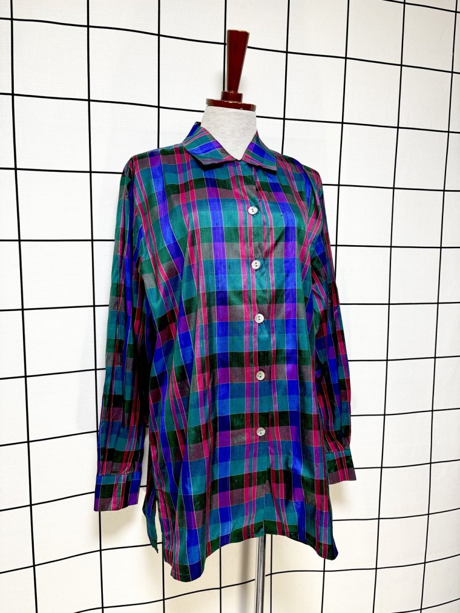画像3: タルボット Talbot チェック柄  レトロ  USA古着 シャツ  ヴィンテージブラウス (3)
