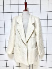 画像1: オフホワイト 無地 モヘア レトロ USA古着 ヴィンテージジャケット (1)