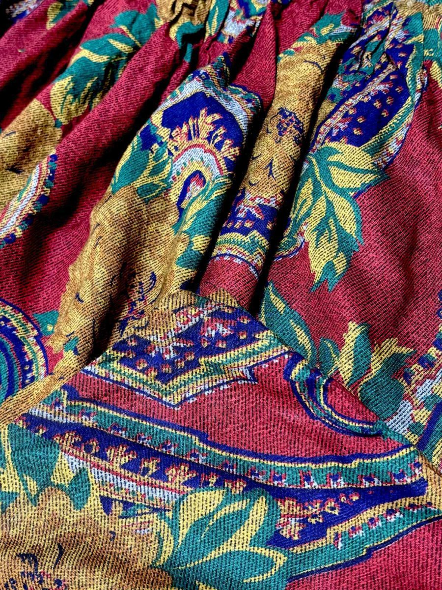 画像7: ペイズリー 花柄 ウエストゴム レトロ USA古着 ヴィンテージスカート (7)