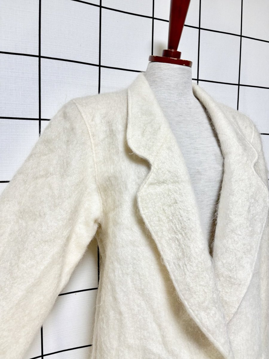 画像6: オフホワイト 無地 モヘア レトロ USA古着 ヴィンテージジャケット (6)