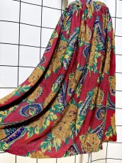 画像4: ペイズリー 花柄 ウエストゴム レトロ USA古着 ヴィンテージスカート (4)