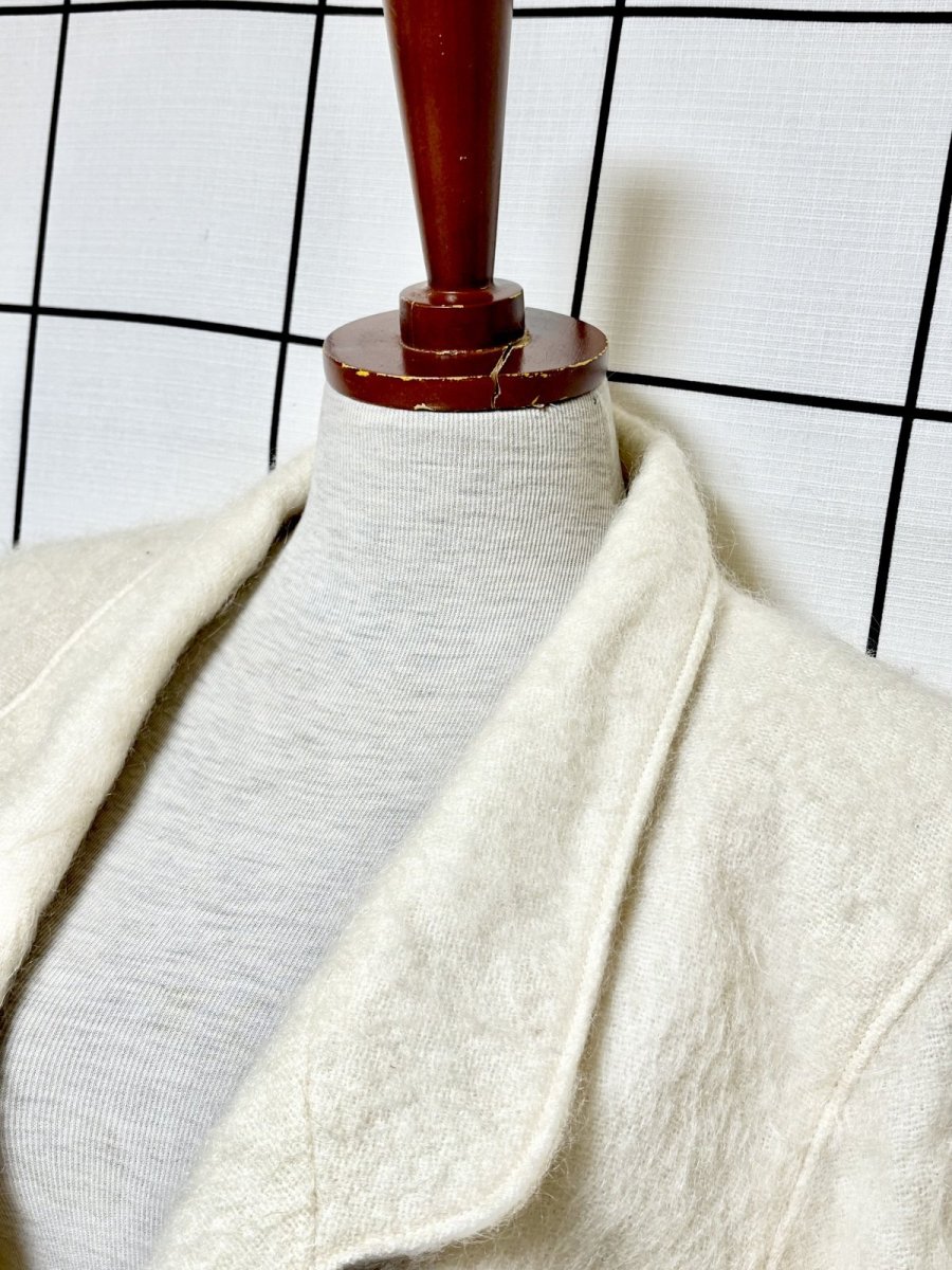 画像4: オフホワイト 無地 モヘア レトロ USA古着 ヴィンテージジャケット (4)