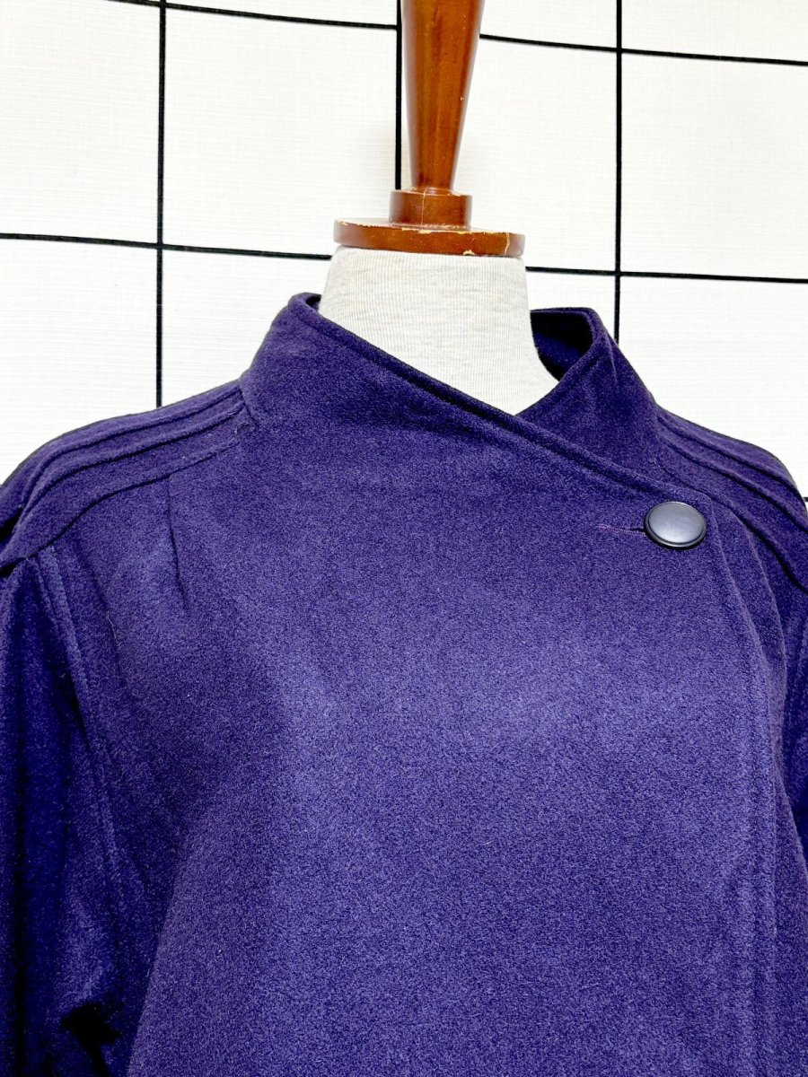 画像5: フランス古着 パープル 無地 ウール レトロ ヨーロッパ古着 ヴィンテージコート (5)