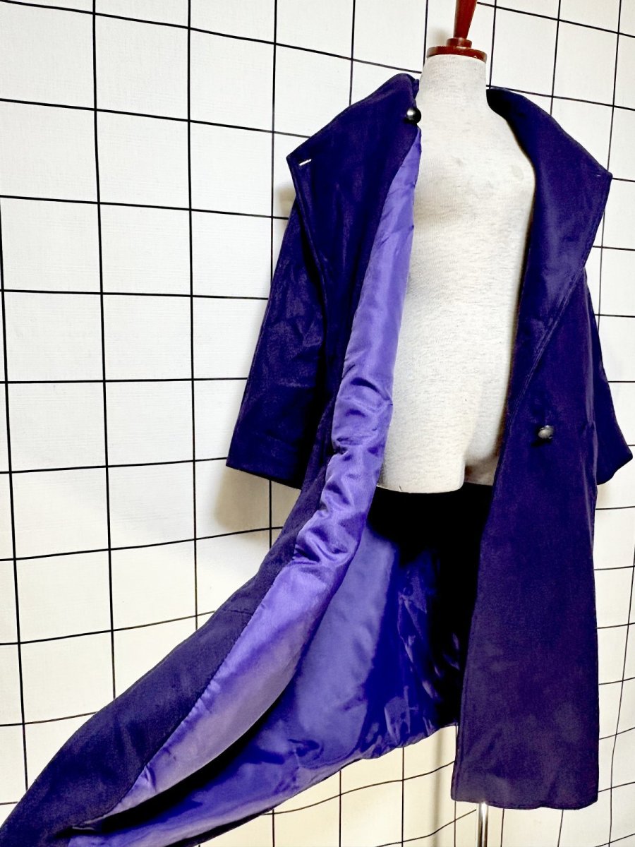 画像8: フランス古着 パープル 無地 ウール レトロ ヨーロッパ古着 ヴィンテージコート (8)