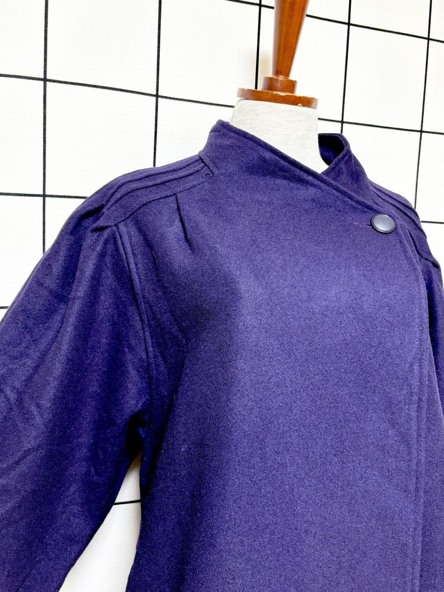 画像6: フランス古着 パープル 無地 ウール レトロ ヨーロッパ古着 ヴィンテージコート (6)