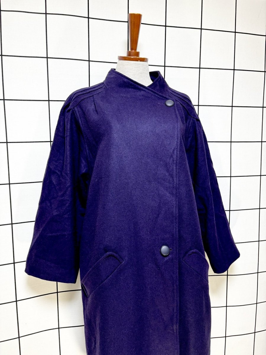 画像3: フランス古着 パープル 無地 ウール レトロ ヨーロッパ古着 ヴィンテージコート (3)