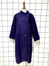 画像1: フランス古着 パープル 無地 ウール レトロ ヨーロッパ古着 ヴィンテージコート (1)