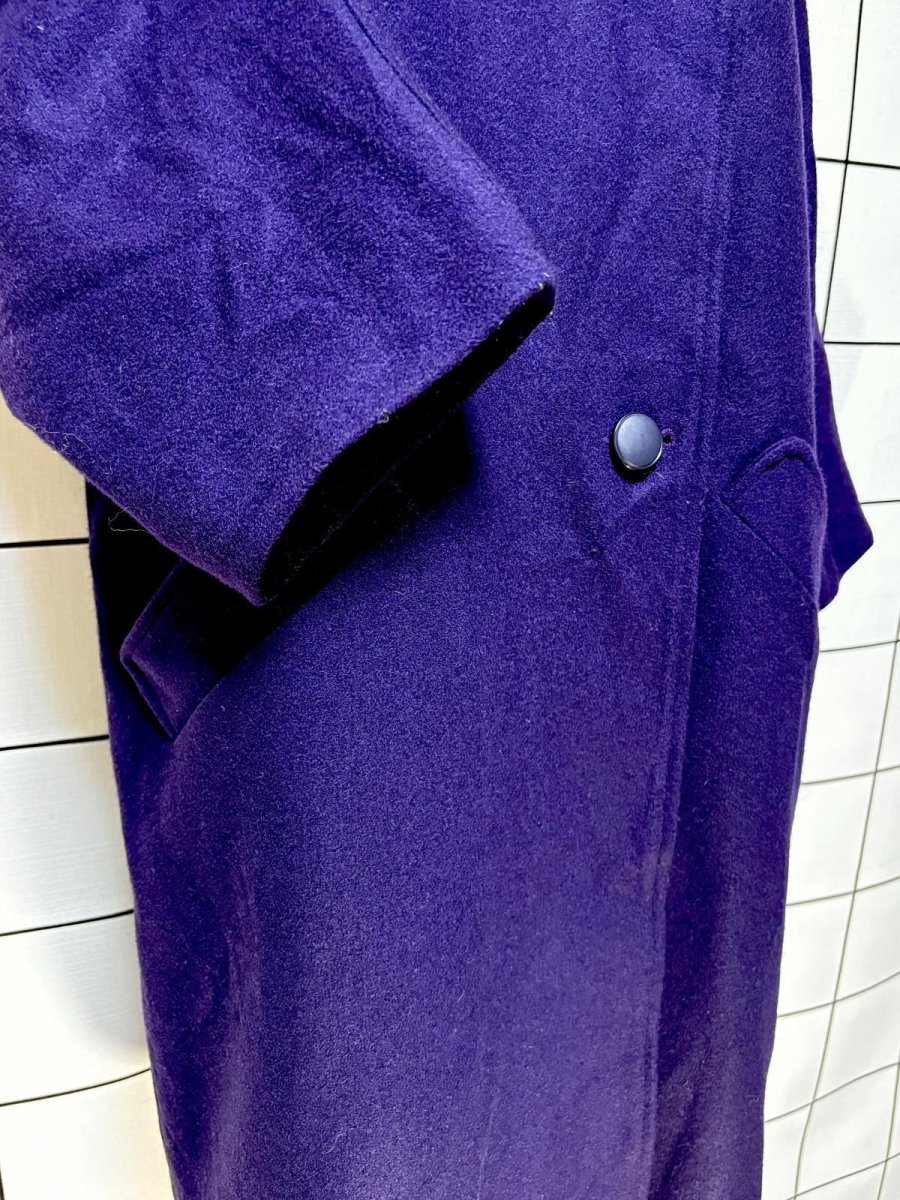 画像7: フランス古着 パープル 無地 ウール レトロ ヨーロッパ古着 ヴィンテージコート (7)
