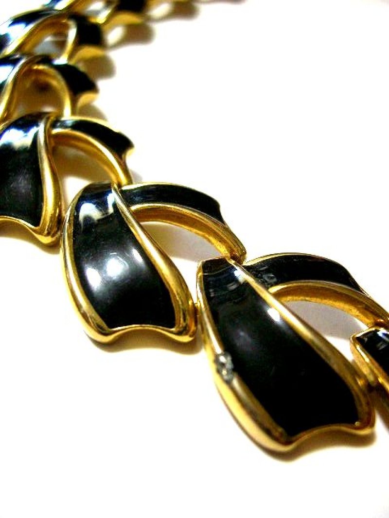 画像3: ☆　レトロアンティークネックレス＆ペンダント11　黒×ゴールド　☆