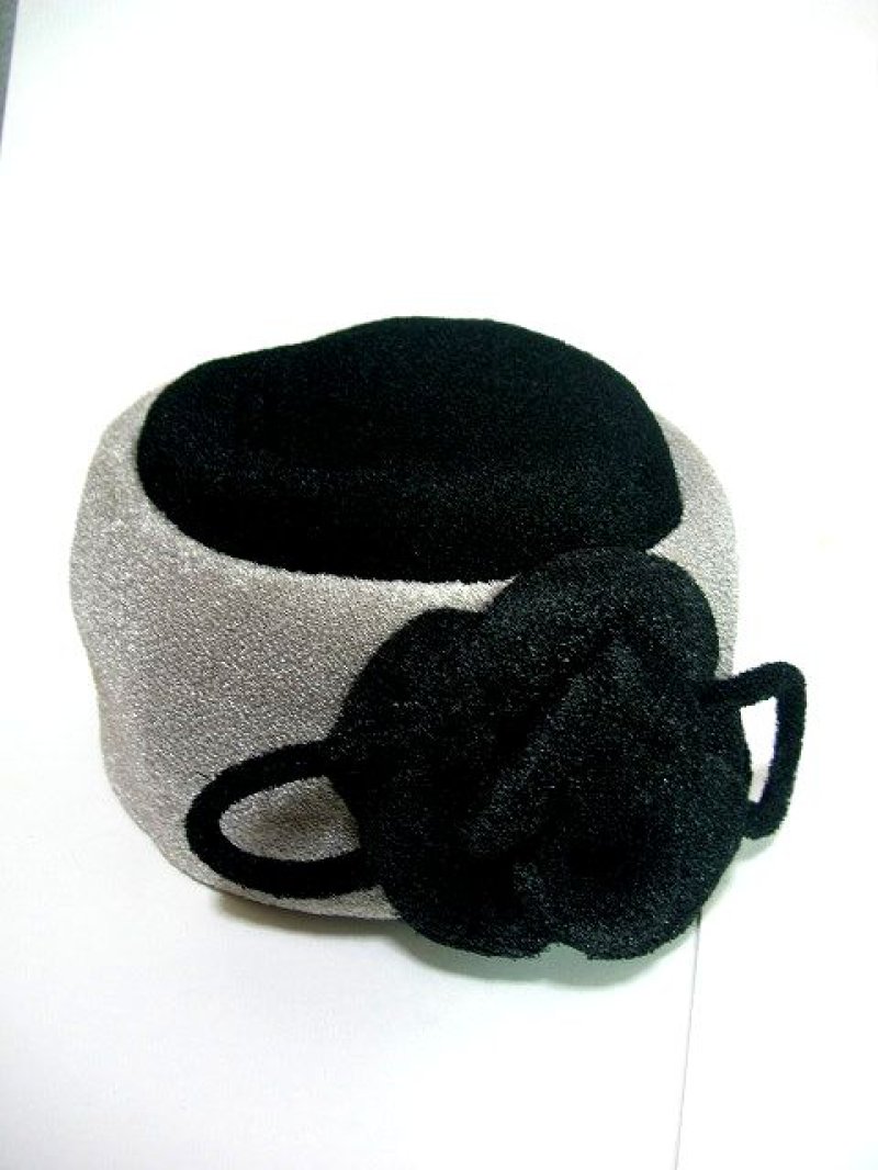 画像2: ☆　レトロアンティークハット　グレー×フラワー　Maxim　HandMadeヴィンテージ　☆